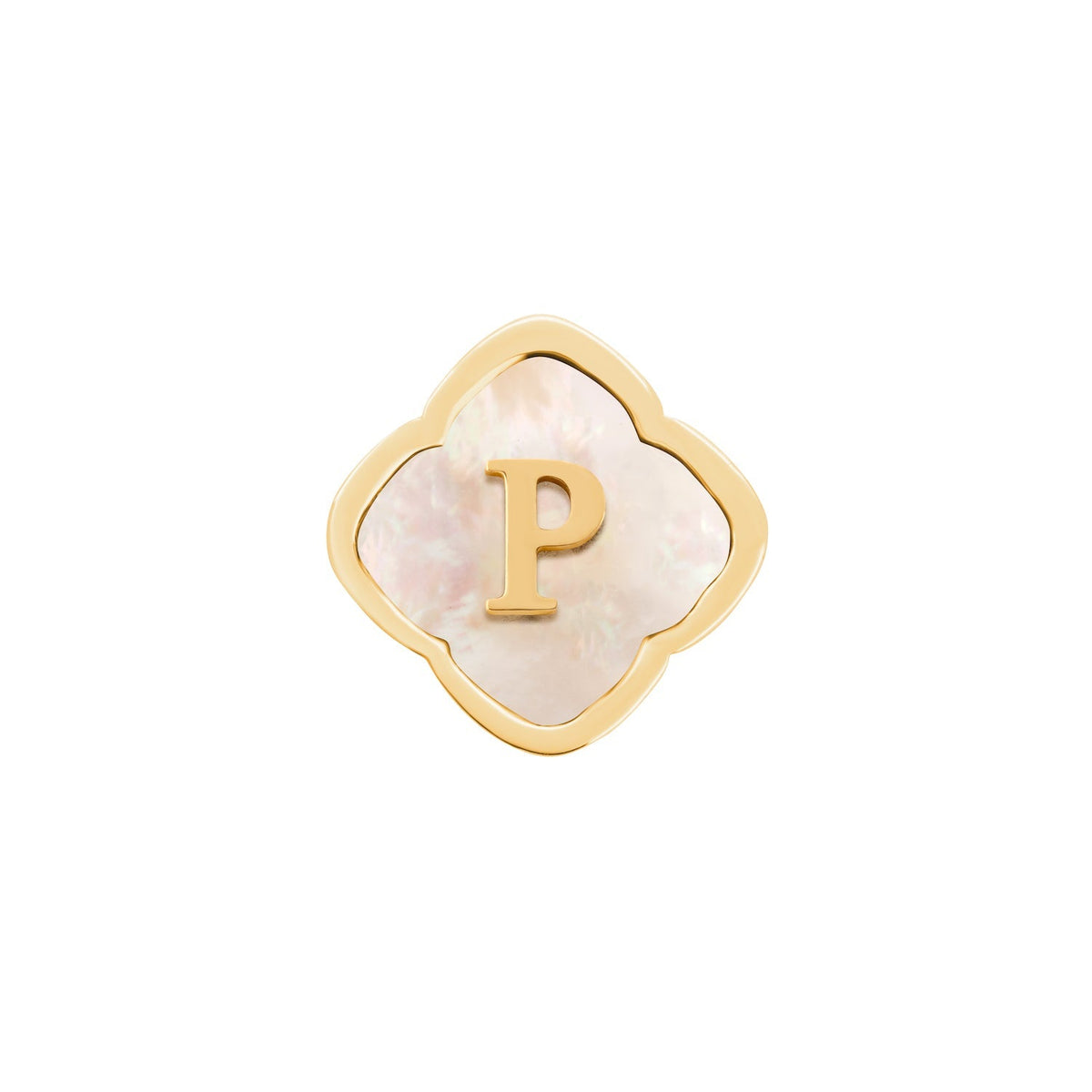 Rosette Pearl Clover Charms (Gold) - Initials