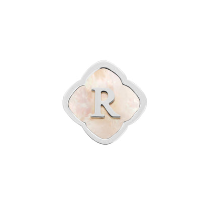 Rosette Pearl Clover Charms (Silver) - Initials