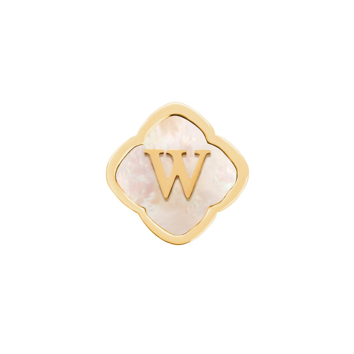 Rosette Pearl Clover Charms (Gold) - Initials