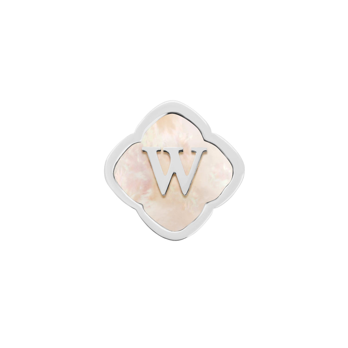 Rosette Pearl Clover Charms (Silver) - Initials