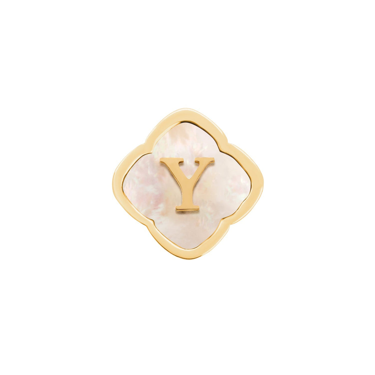 Rosette Pearl Clover Charms (Gold) - Initials