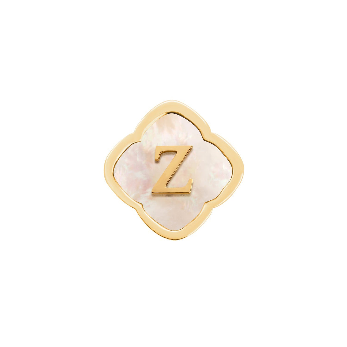 Rosette Pearl Clover Charms (Gold) - Initials