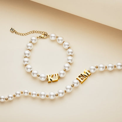 Lunar Pearl Initial Bracelet (Gold)