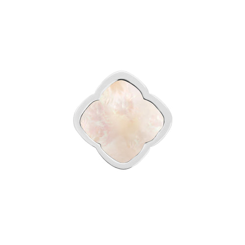 Rosette Pearl Clover Charms (Silver) - Plain Clover