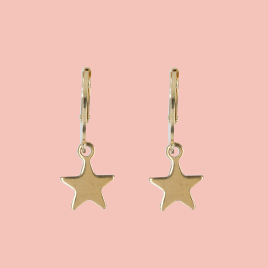 Star Hoop Earrings (Gold Plated)