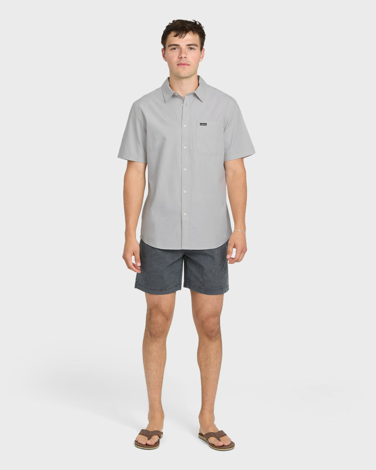 Shore Break Classic Short Sleeve Woven Button-Up Shirt - Micro Chip