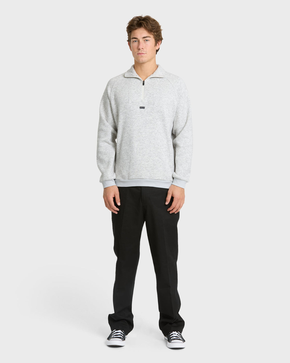 Keller Half Zip Mock Neck Sweatshirt - Light Gray Heather