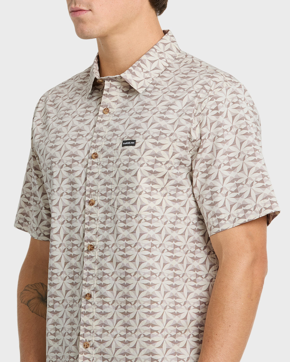 Nature Tile Classic Short Sleeve Woven Shirt - Bone White