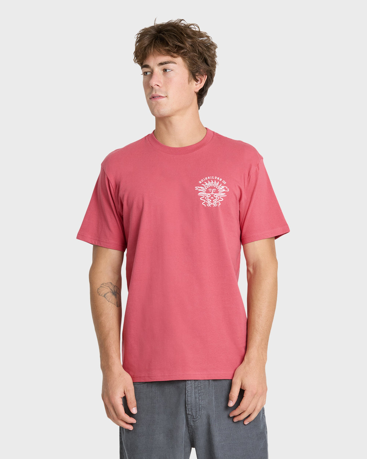 Sun Down Classic Short Sleeve Knit T-Shirt - Slate Rose