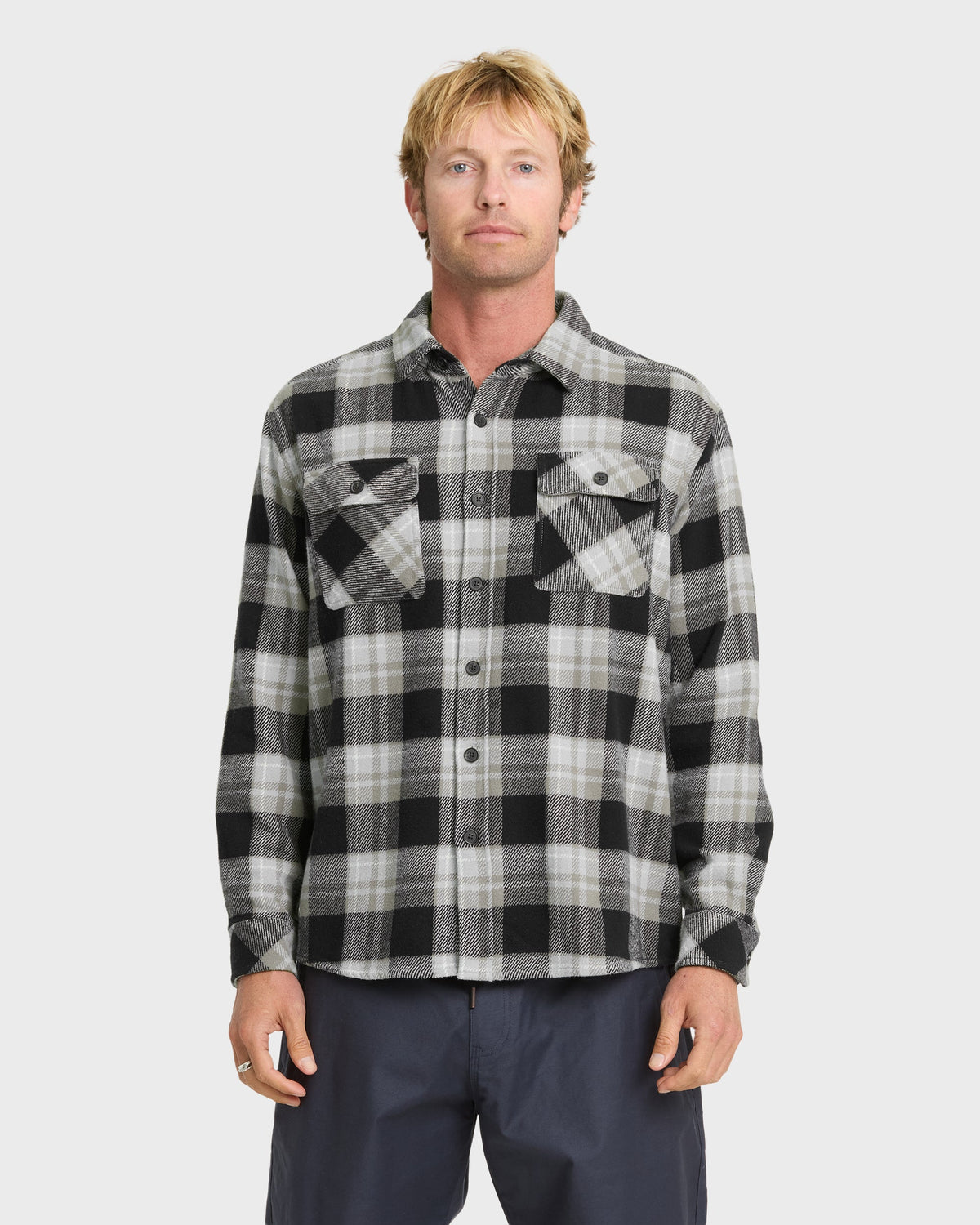 Waterman Dover Long Sleeve Flannel Overshirt - Black