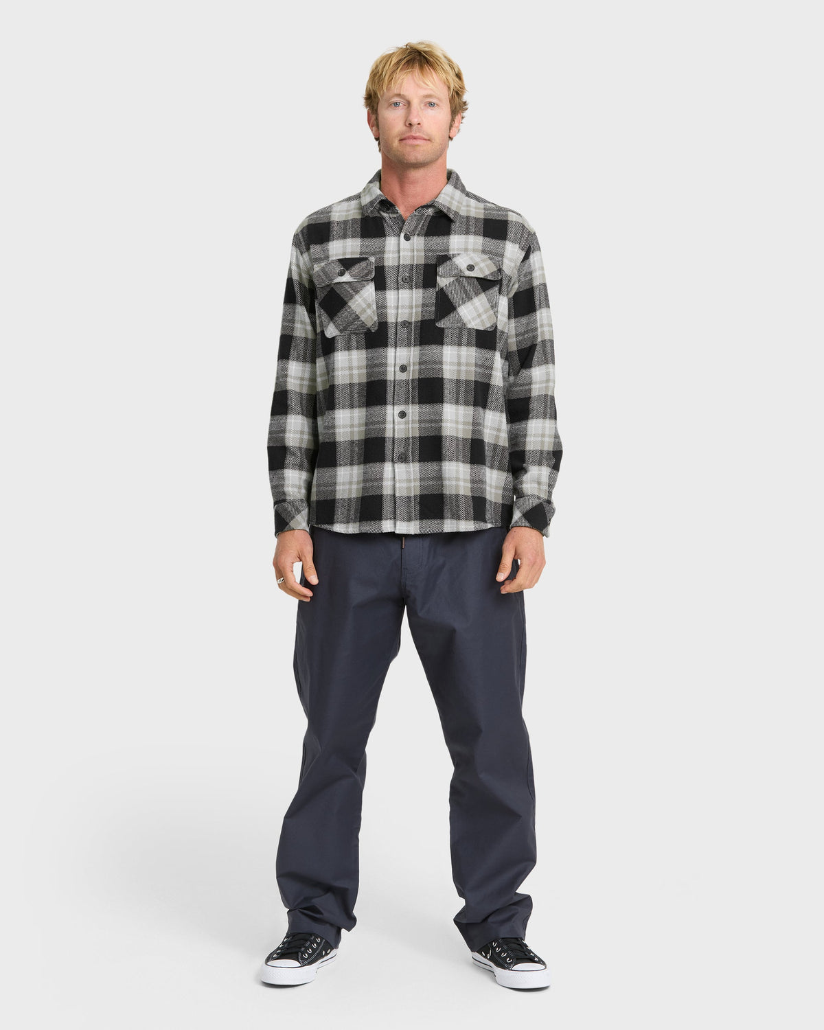Waterman Dover Long Sleeve Flannel Overshirt - Black