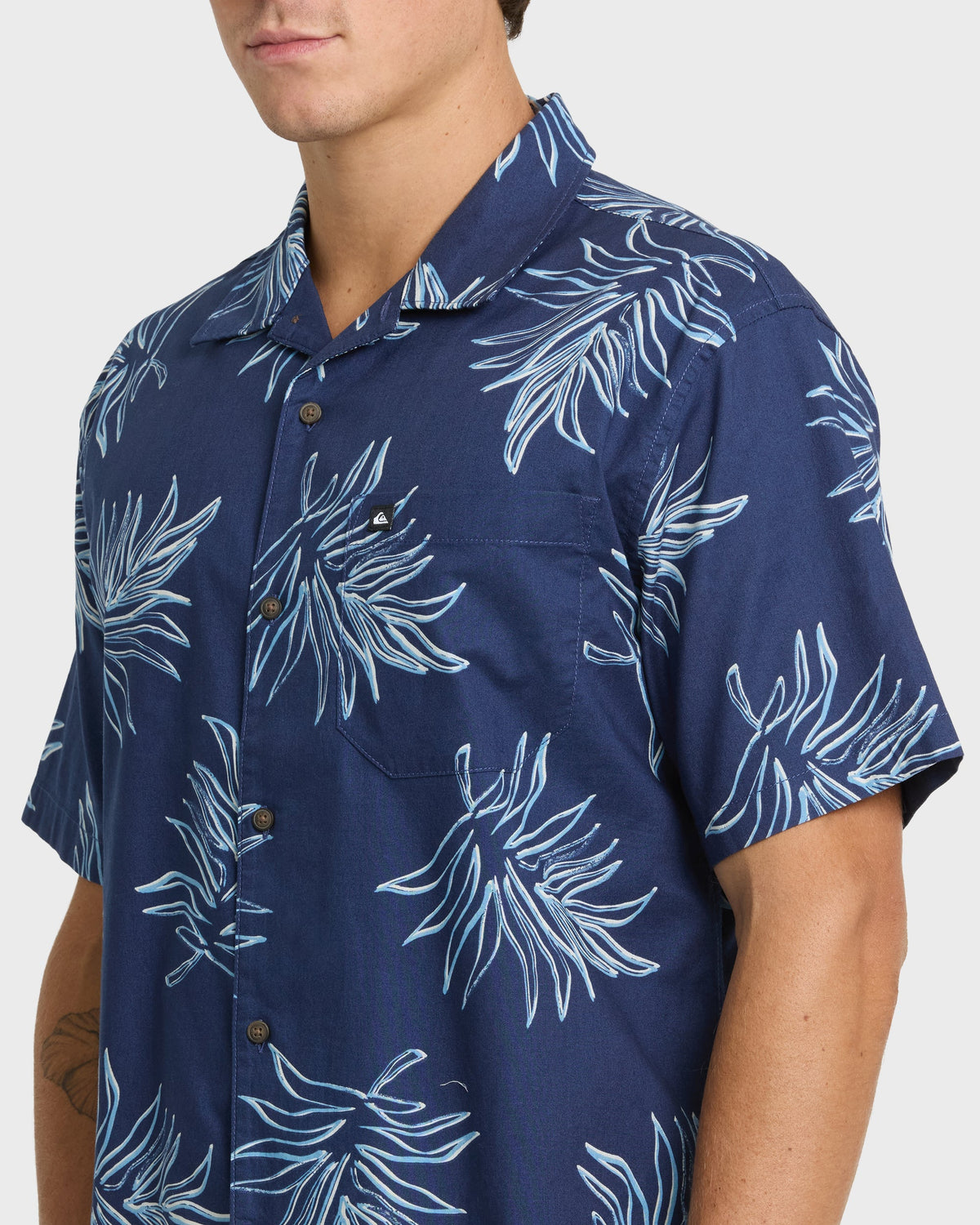 Island Palms Casual Short Sleeve Shirt - Navy