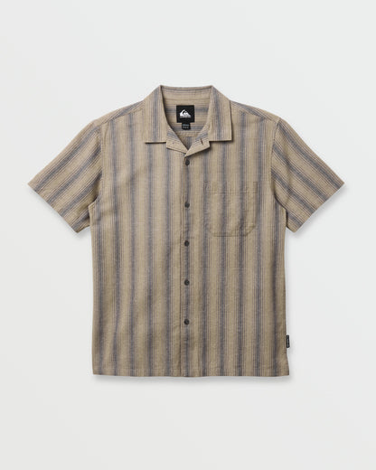 Oxford Stripe Casual Short Sleeve Shirt - Fallen Rock
