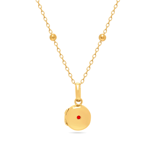 Round Photo Locket Sphere Necklace (Gold)
