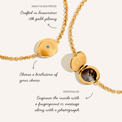 Round Photo Locket Bracelet (Gold)