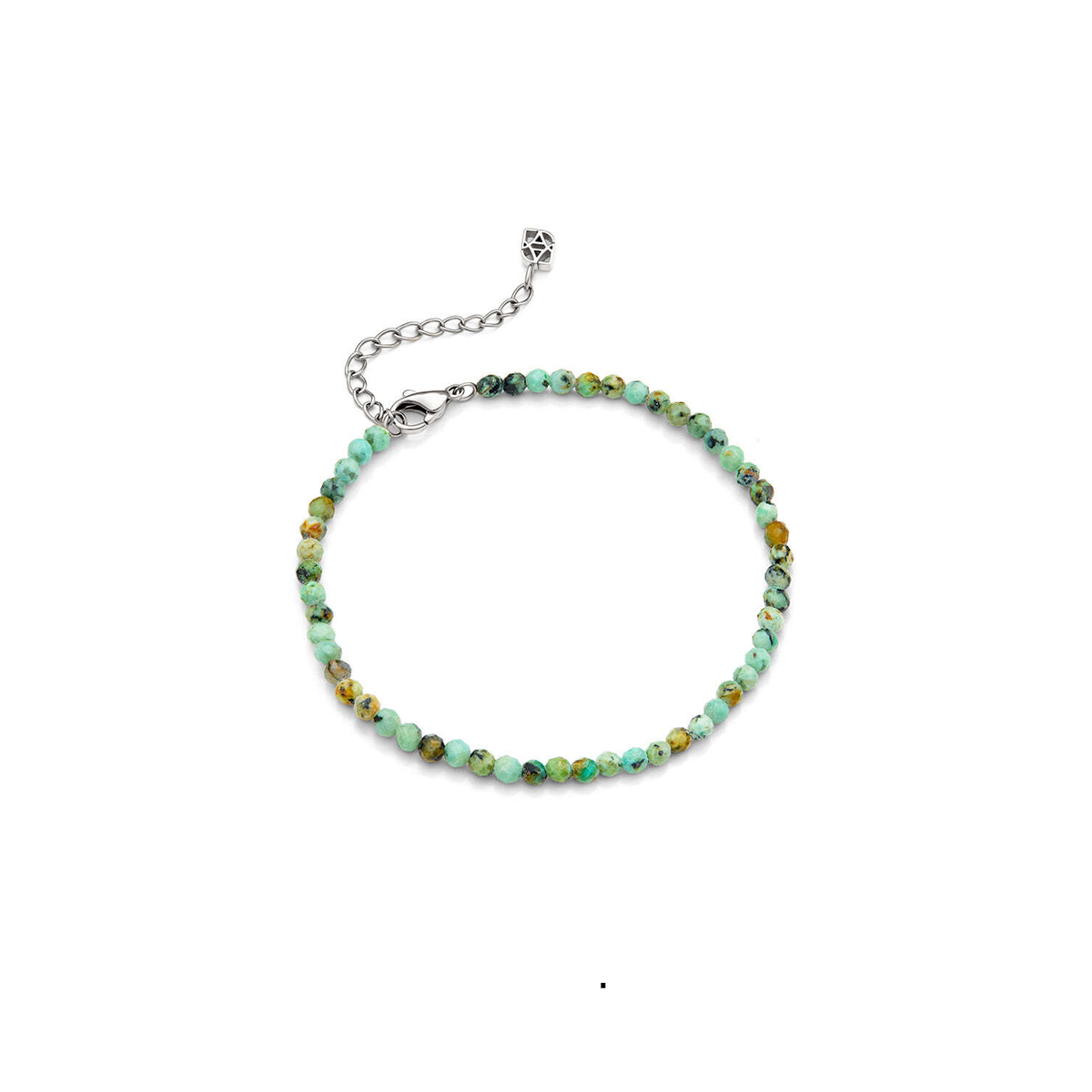 Layering Green Turquoise Beaded Bracelet (Silver)