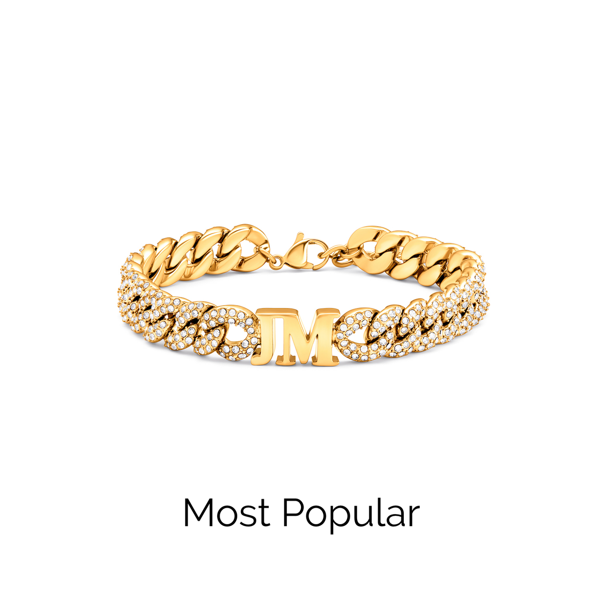 Pavé Initial Curb Bracelet (Gold)