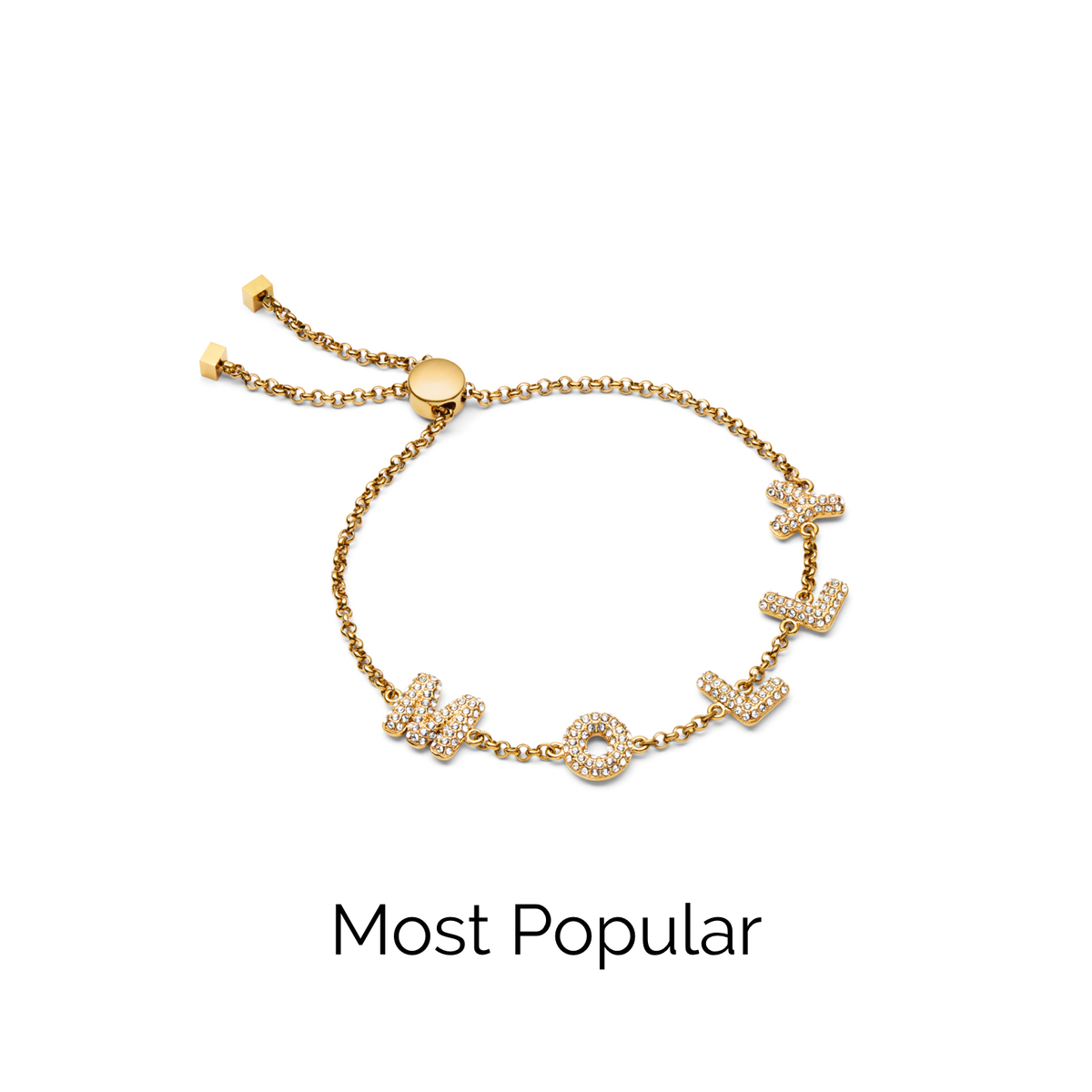Spotlight Pave Bubble Name Bracelet (Gold)