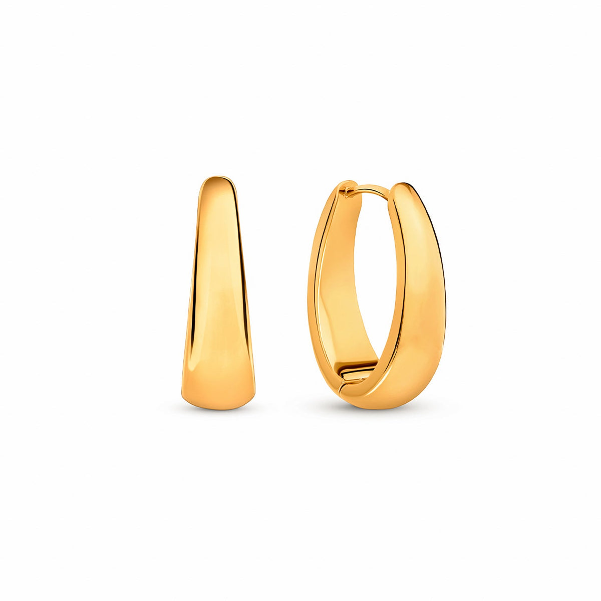 Oval Hoop Earrings (Gold)