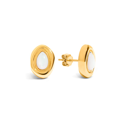 Pearl Molten Stud Earrings (Gold)