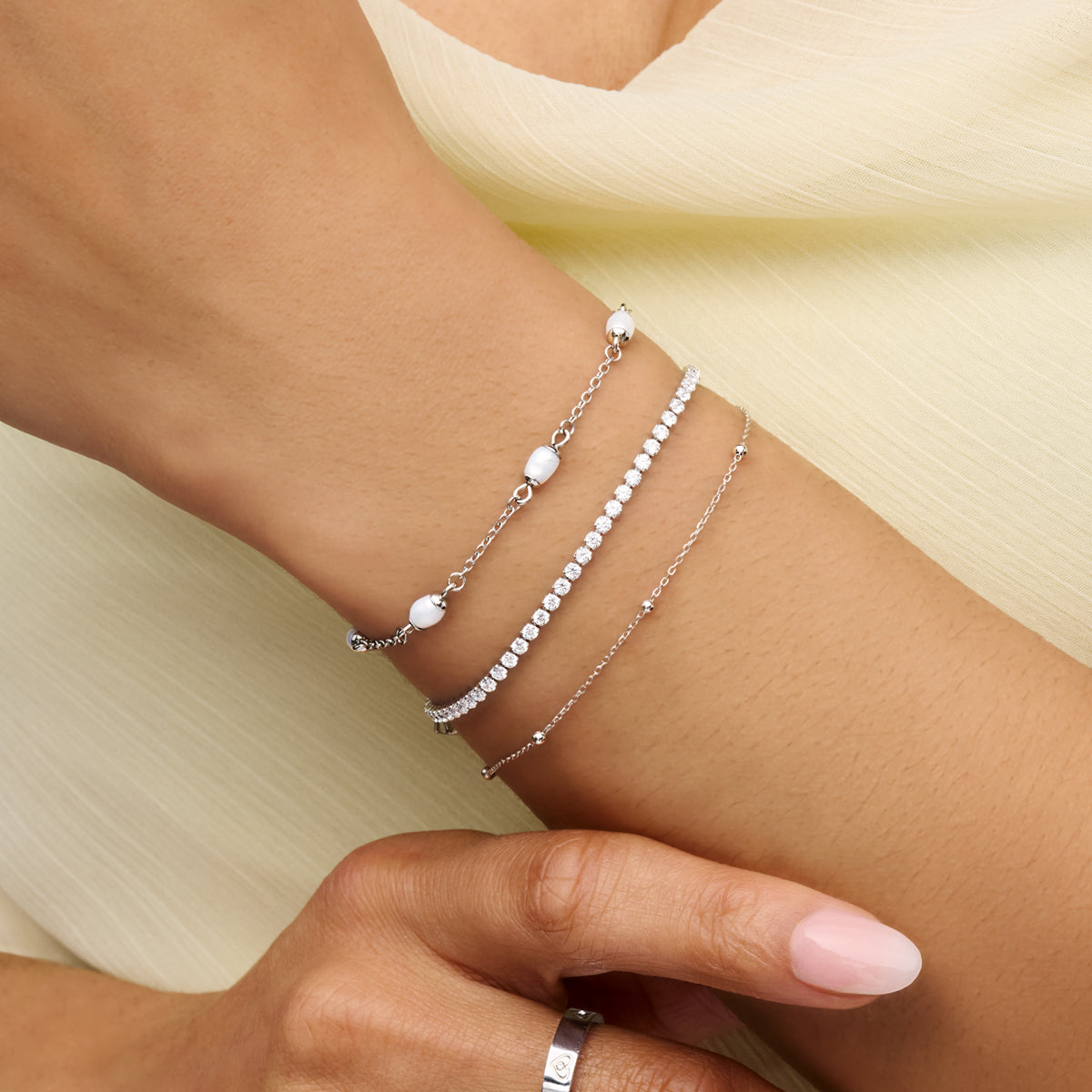 Mini Tennis Chain Bracelet (Silver)