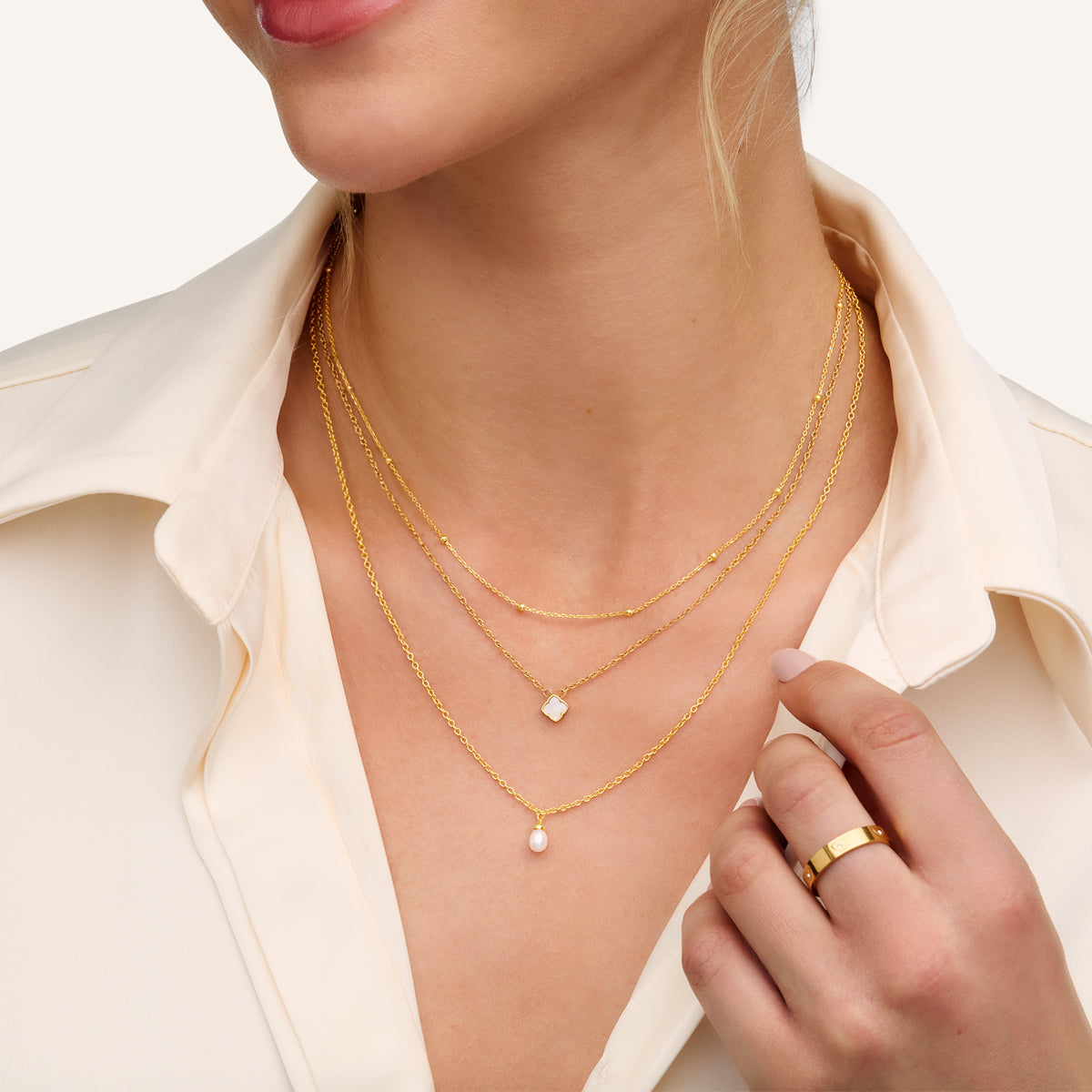 Fine Organic Pearl Necklace (Gold)