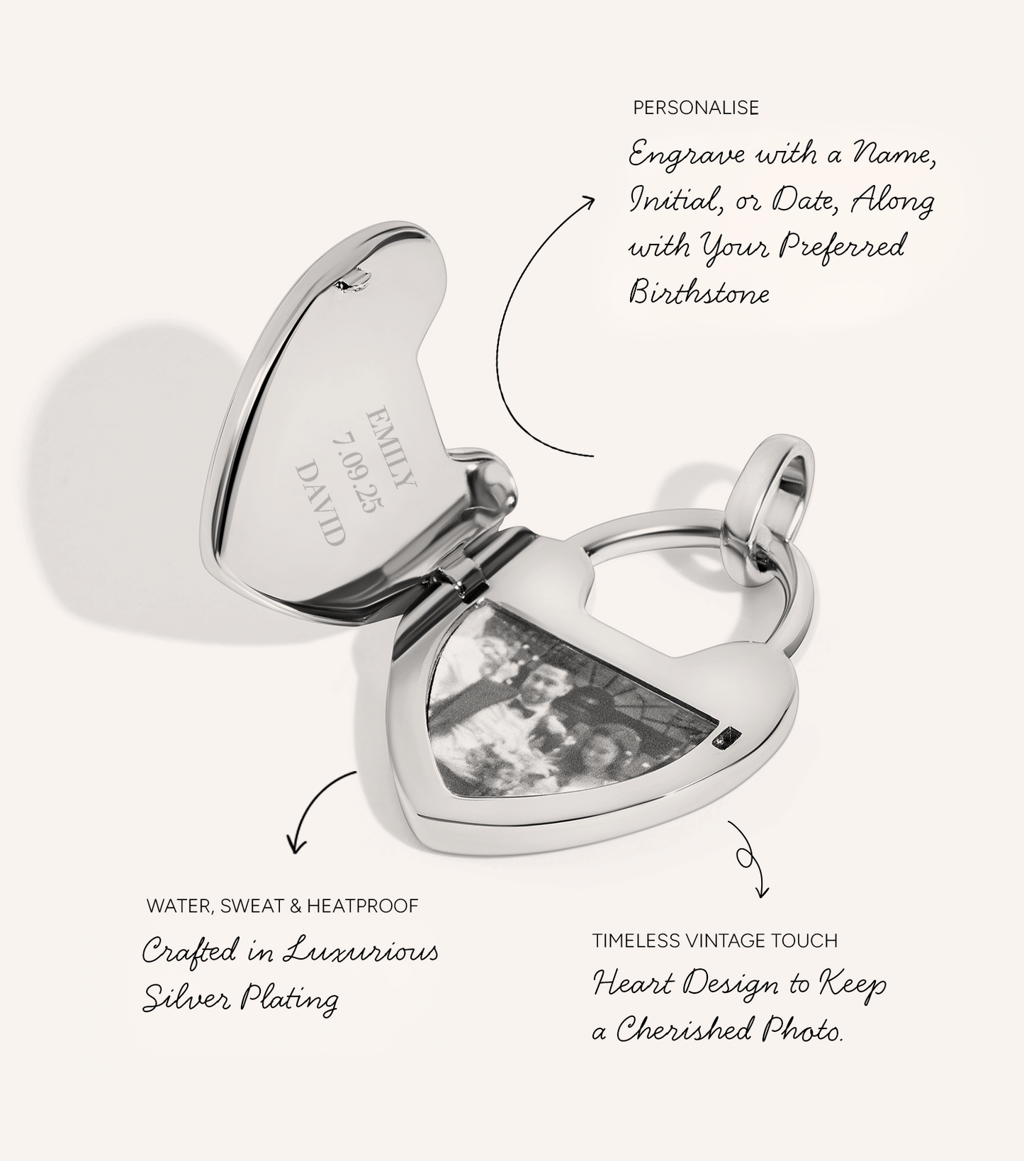 Photo Love Locket Necklace (Silver)