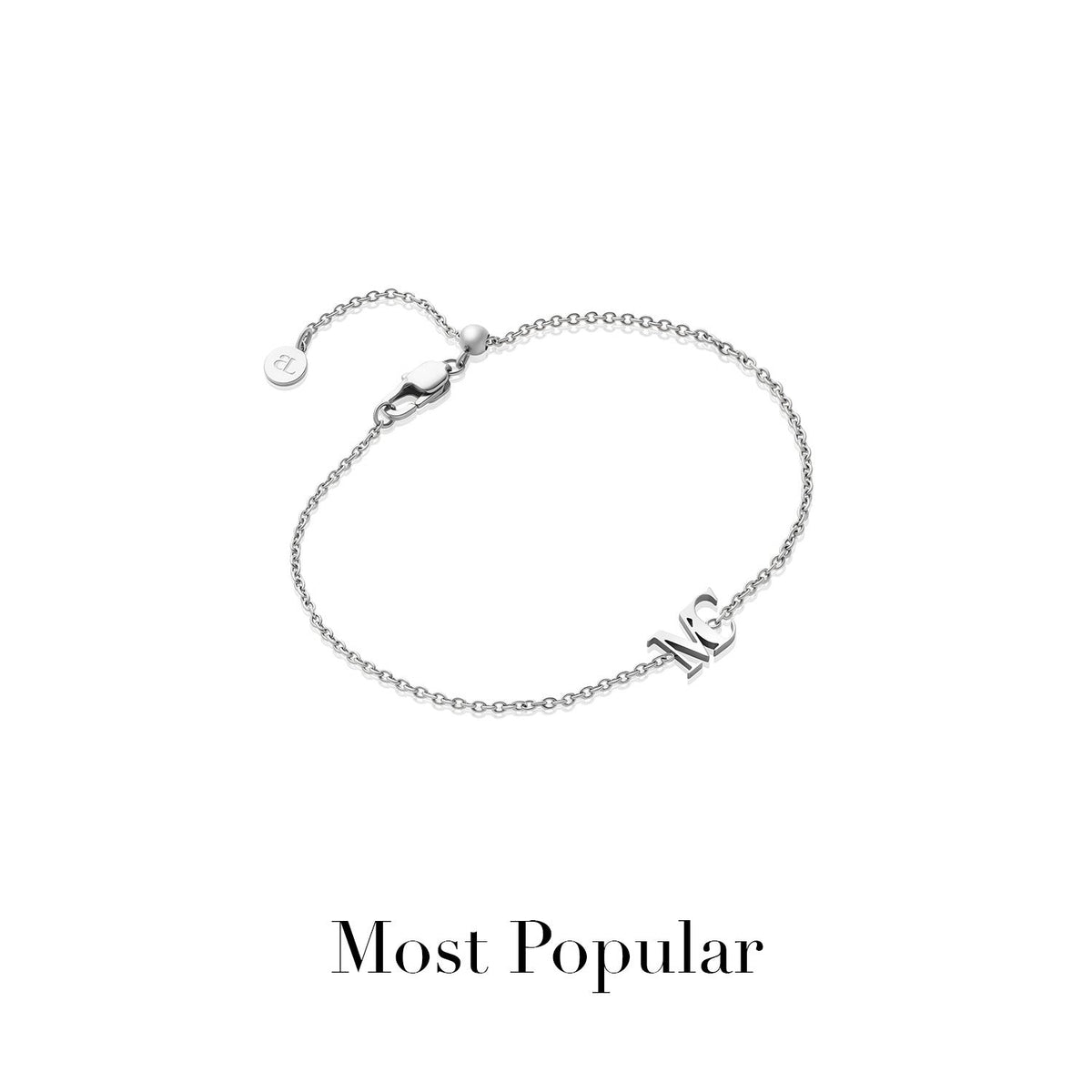 Mini Double Initial Bracelet (Silver)