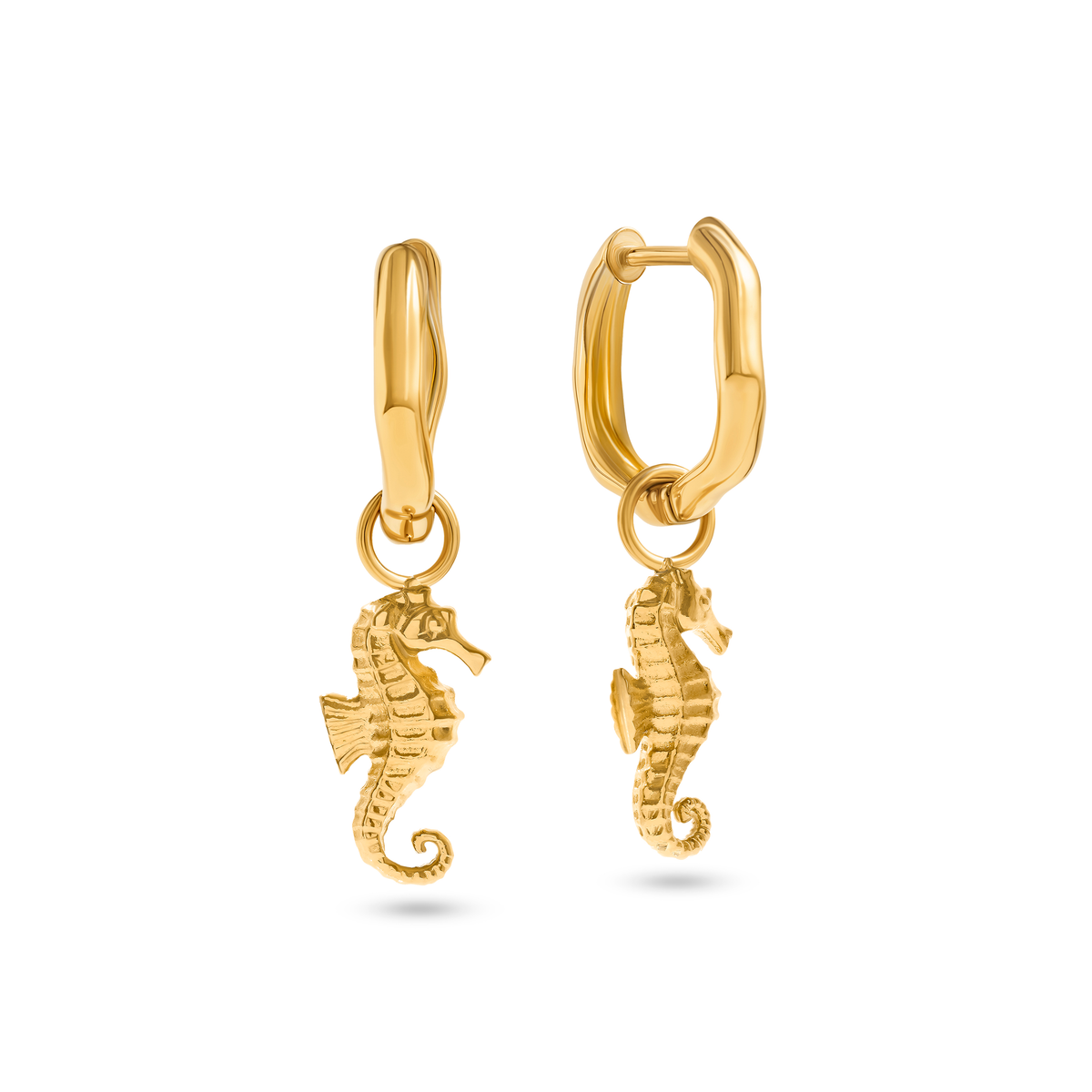 Ocean Charms Seahorse Huggie Earrings (Gold)