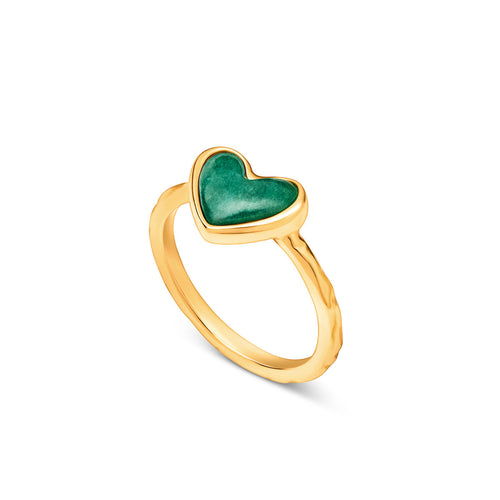 Green Quartz Heart Ring (Gold)