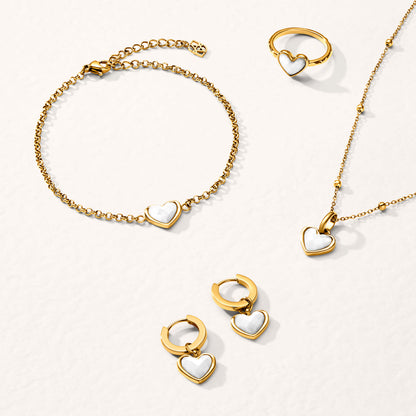 Mother of Pearl Heart Necklace (Gold)