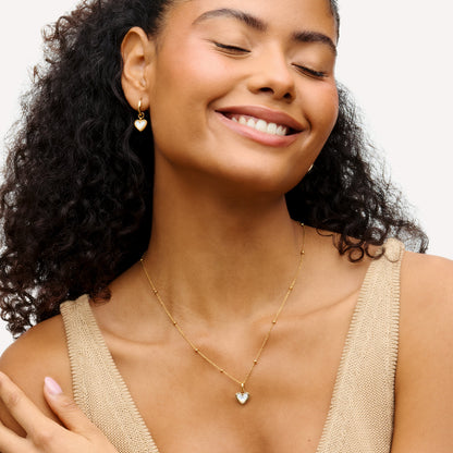Mother of Pearl Heart Necklace (Gold)