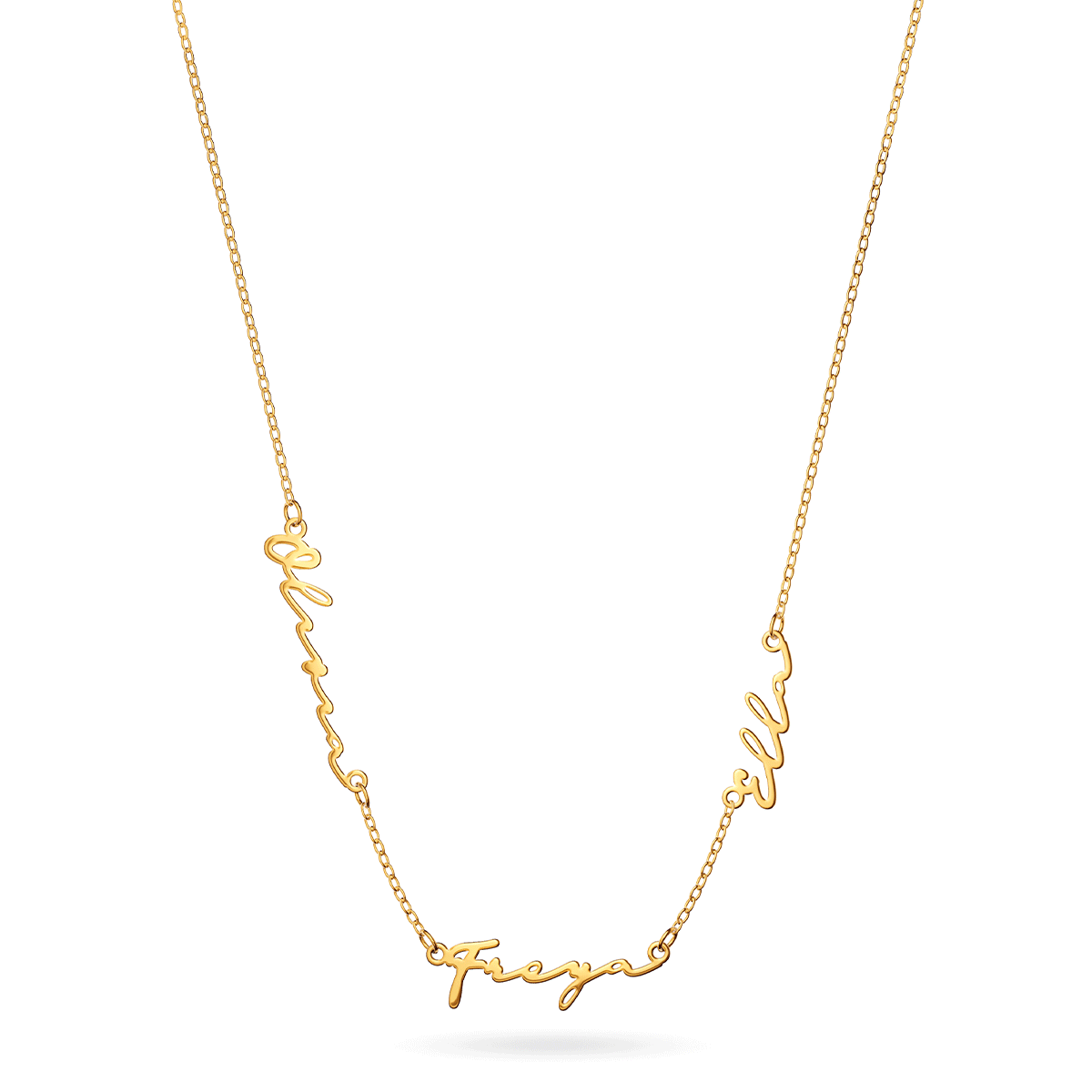 Multi Signature Name Necklace (Gold)