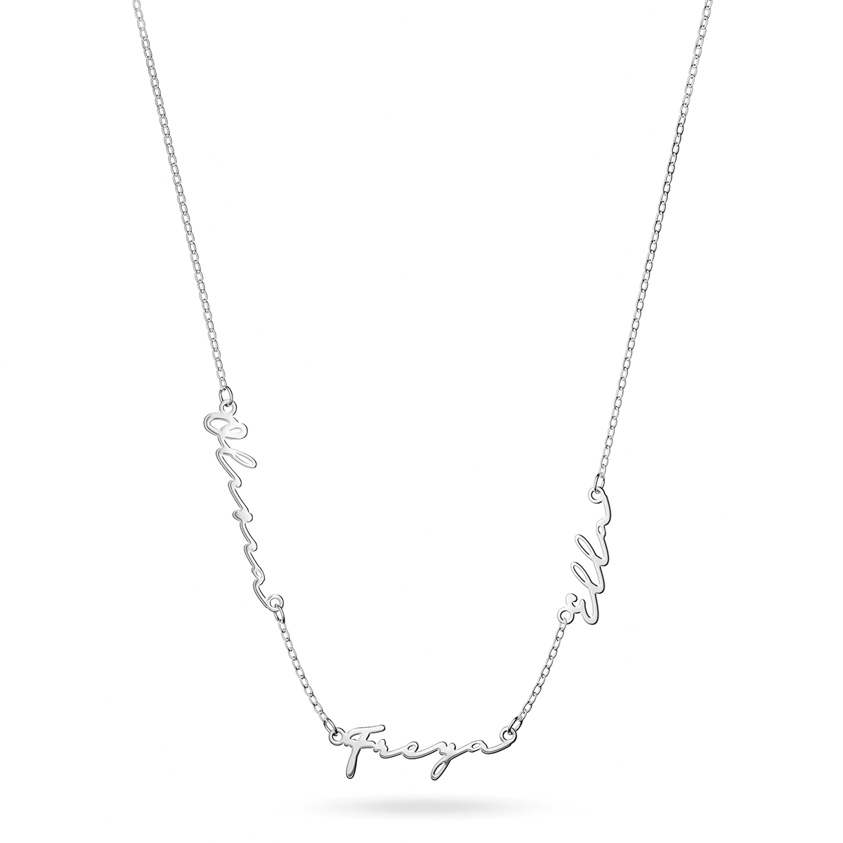 Multi Signature Name Necklace (Silver)