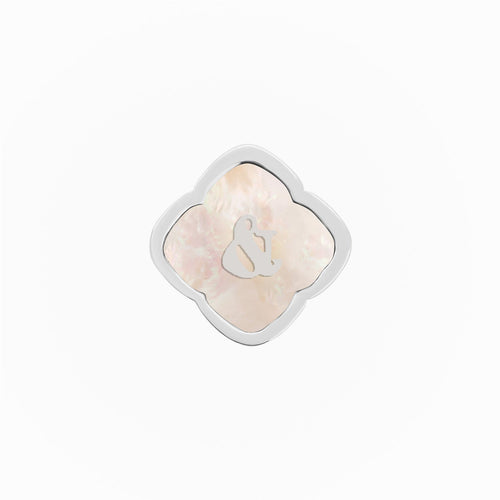 Rosette Pearl Clover Charms (Silver) - &