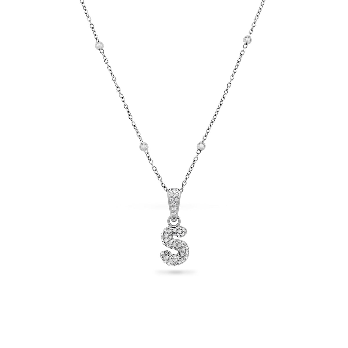 Bubble Initial Necklace - Silver