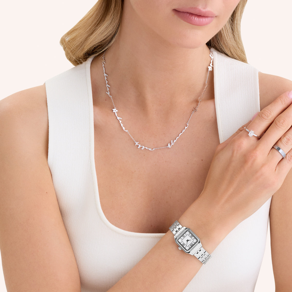 Fine Multi Signature Name Necklace (Silver)