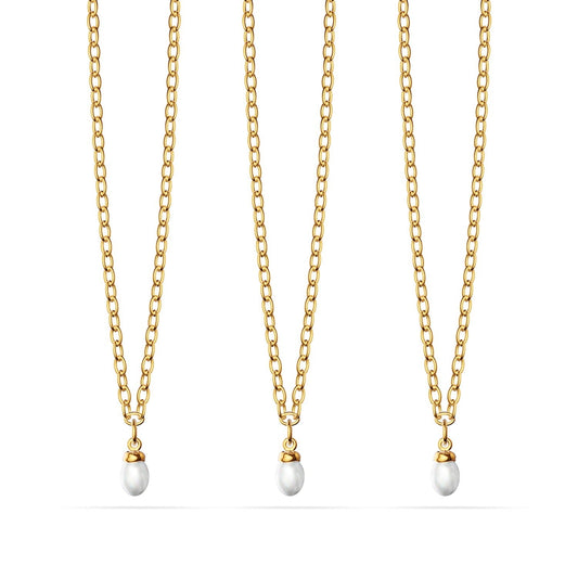Fine Organic Pearl Necklace Bridesmaid Gift Set (Gold)