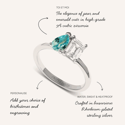 Custom Toi Et Moi Birthstone Legacy Ring (Silver)