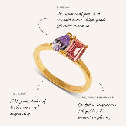 Custom Toi Et Moi Birthstone Legacy Ring (Gold)