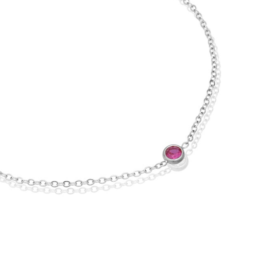 Mini Birthstone Bracelet (Silver)
