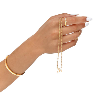 Double Initial Crystal Necklace (Gold)
