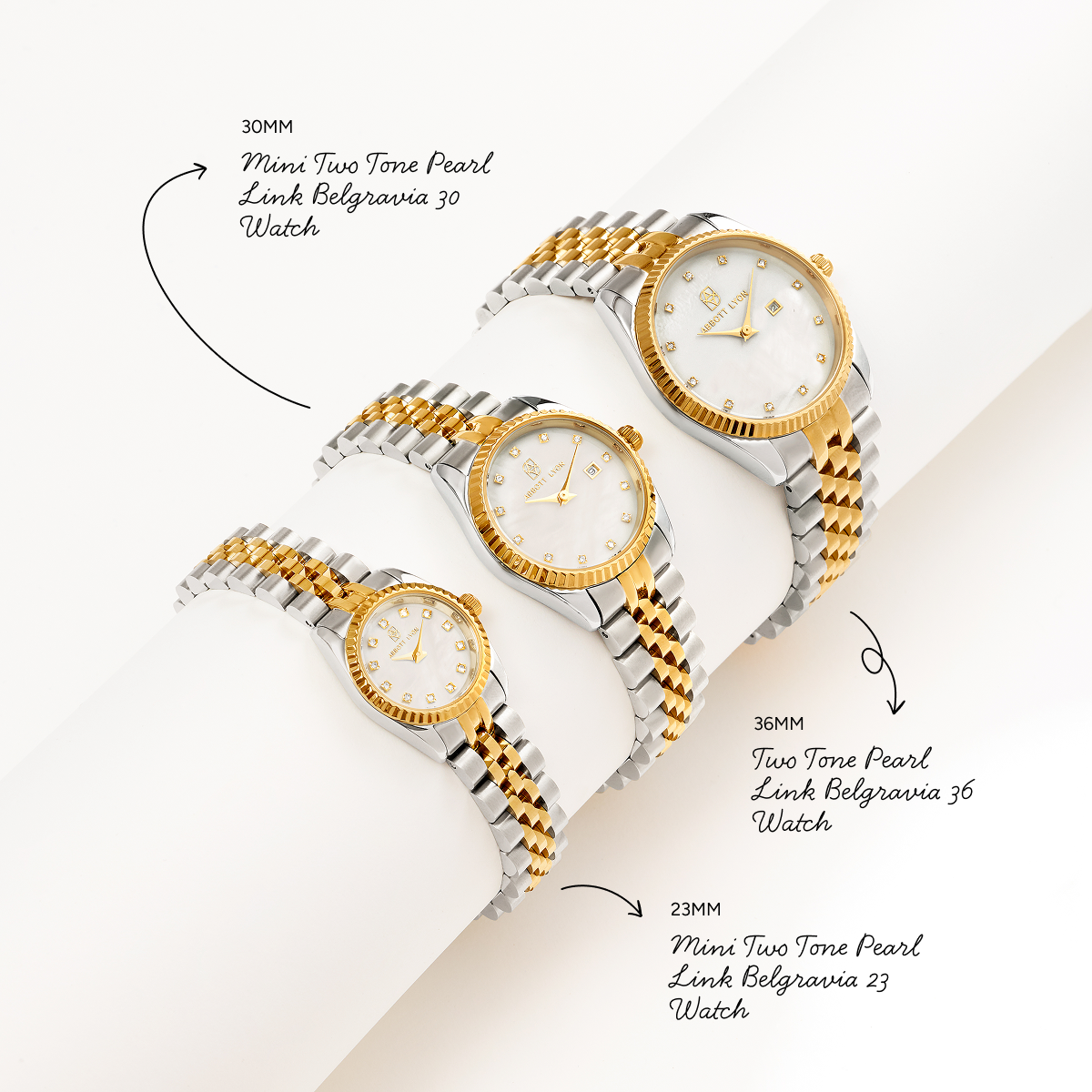 Mini Two Tone Pearl Link Belgravia 30 Watch