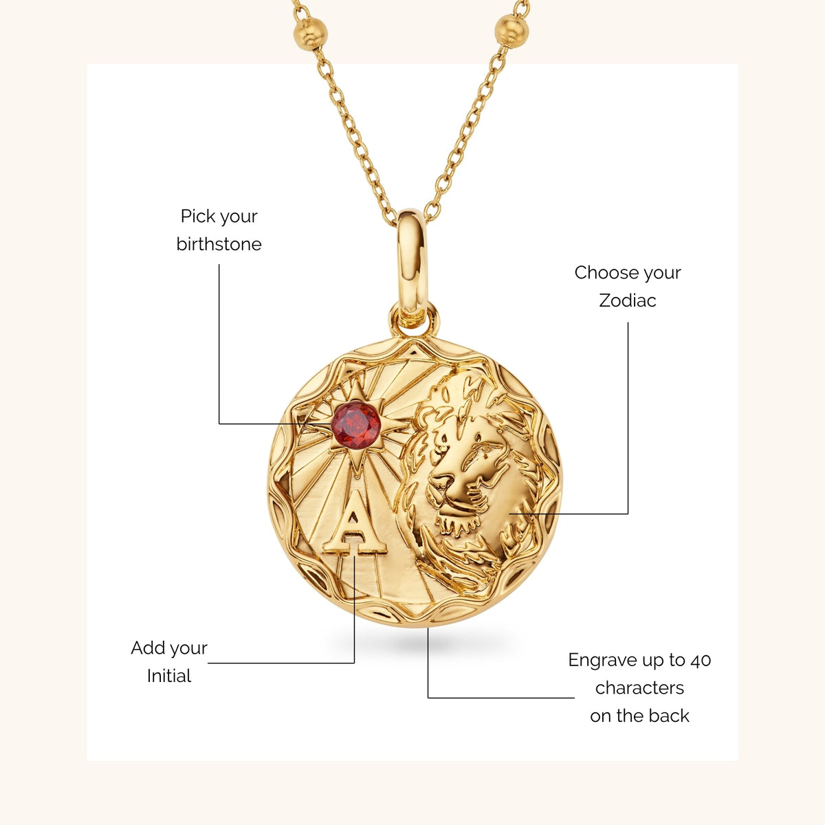 Custom Zodiac Coin Necklace (Gold)