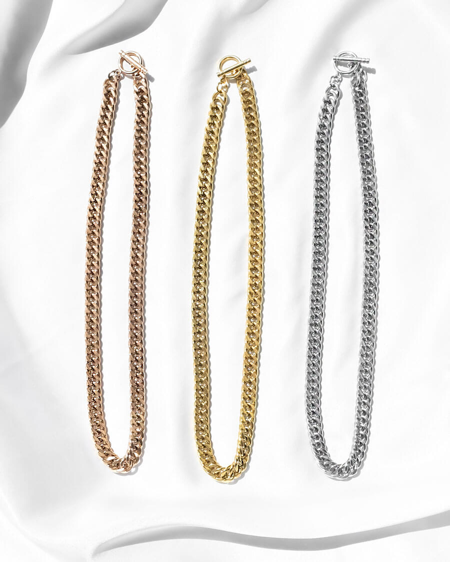 Curb Chain Necklace 18 in (Silver)