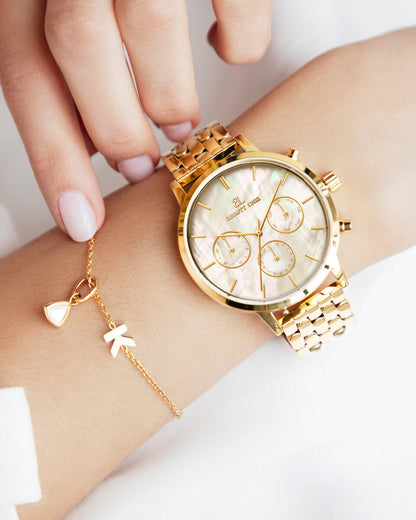 Gold Pearl Link Nueva 40 Watch