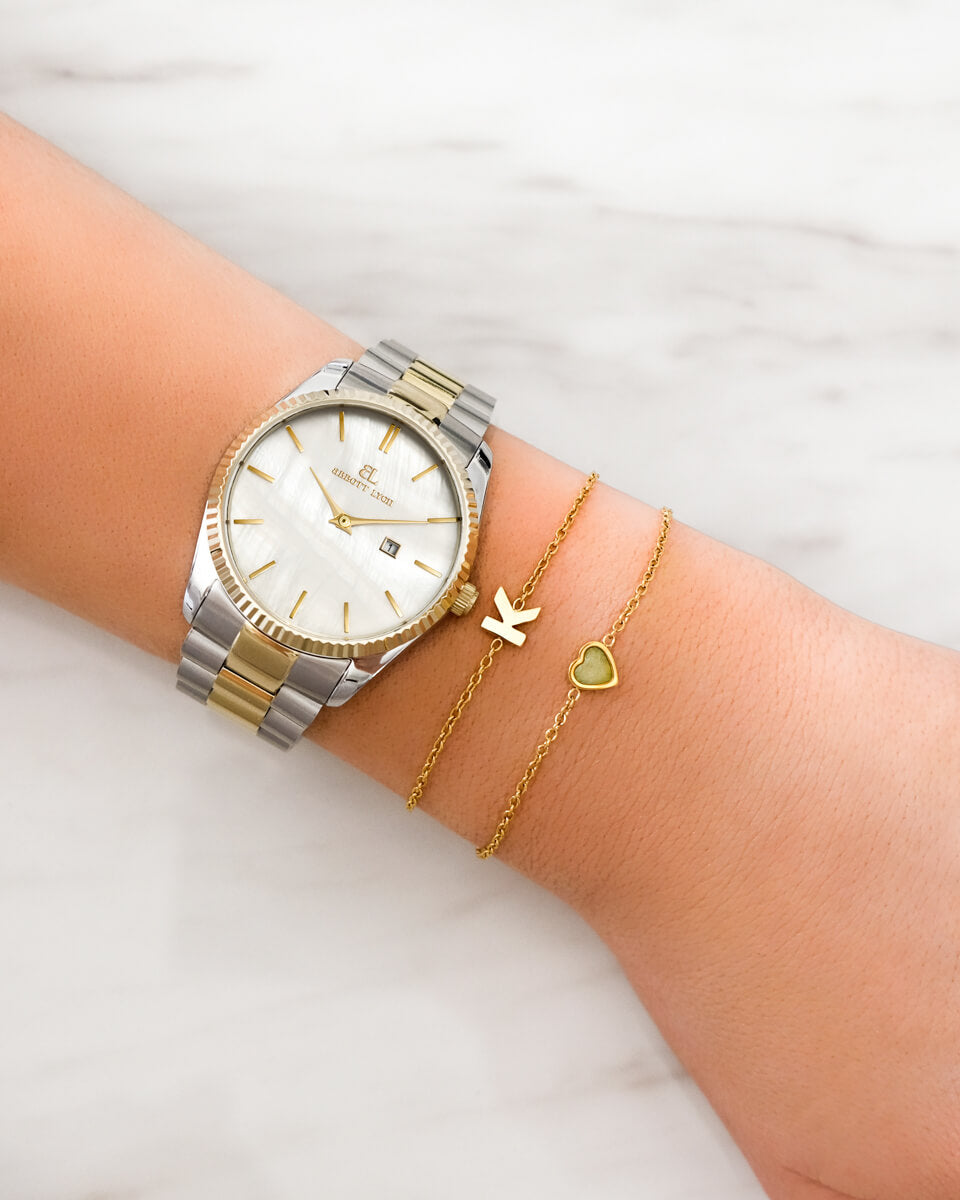 Mini Heart Birthstone Bracelet (Gold)