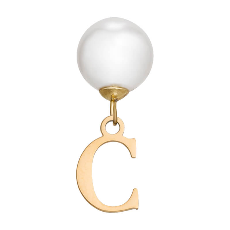 Pearl Initial Drop Earrings (Gold)