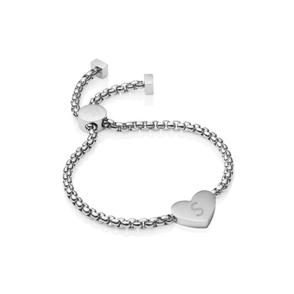 Initial Heart Bracelet (Silver)