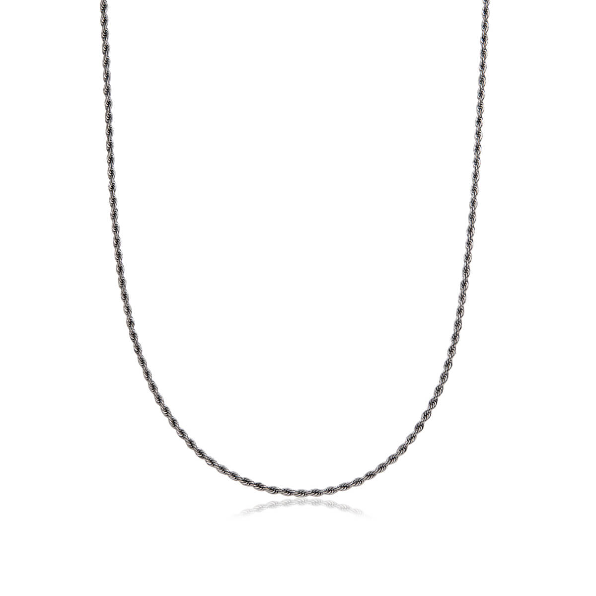 Rope Chain Necklace 20 in (Gun Silver)